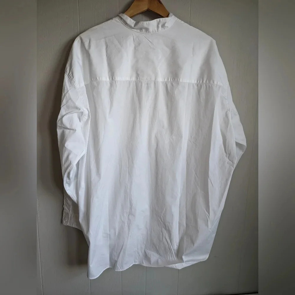 Frank & Eileen Victoria Italian Tuxedo Shirt White size Medium Office Oversized - Picture 7 of 9